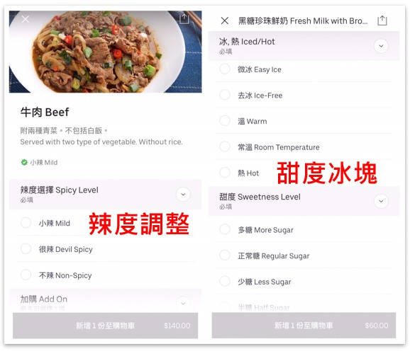 餐點個人化調整