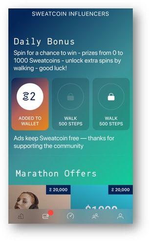 Sweatcoin廣告抽取畫面